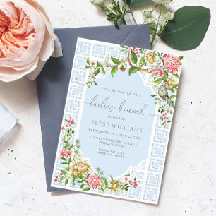 Blue Chinoiserie Trianon Ladys Brunch Einladung