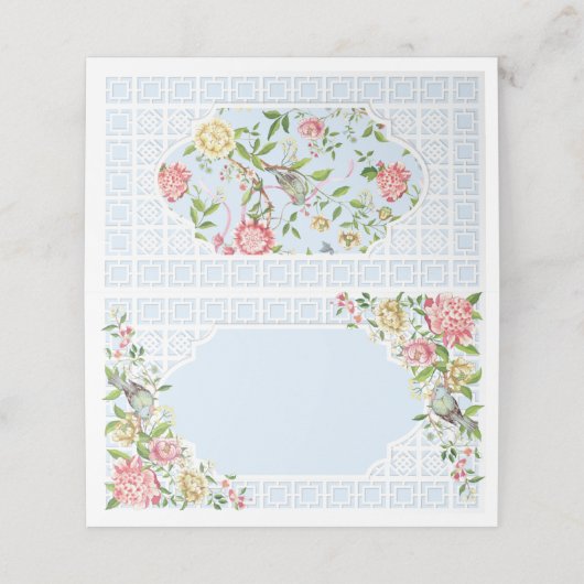 Blue Chinoiserie Trianon Platzkarte (Außenseite Aufgefaltet)