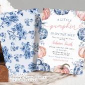Blue Chinoiserie und Pink Pumpkin Fall Baby Dusche Einladung