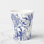 Blue Chinoiserie Victorian Floral baby shower Pappbecher (Rechts)