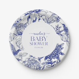 Blue Chinoiserie Victorian Floral baby shower  Pappteller