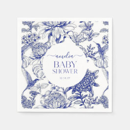 Blue Chinoiserie Victorian Floral baby shower Serviette