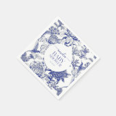 Blue Chinoiserie Victorian Floral baby shower Serviette (Ecke)