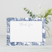 Blue Chinoiserie Vielen Dank Hinweis Dankeskarte (Stehend Vorderseite)