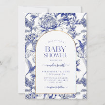 Blue Chinoiserie Viktorianisch Floral Baby Dusche