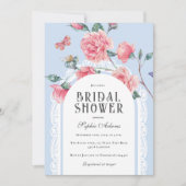 Blue Chinoiserie Viktorianisches Brautparty Einladung (Vorderseite)