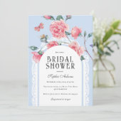 Blue Chinoiserie Viktorianisches Brautparty Einladung (Stehend Vorderseite)