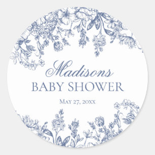 Blue Chinoiserie Vintag Bläserrasen Kinderdusche C Runder Aufkleber