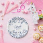 Blue Chinoiserie Vintag Floral Baptism Dessert Pappteller (Party)