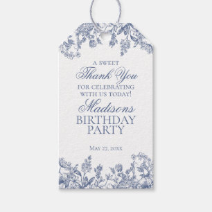 Blue Chinoiserie Vintag Floral Geburtstagsfavorite Geschenkanhänger