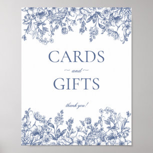 Blue Chinoiserie Vintage Blumenkarten & Geschenke Poster