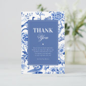 Blue Chinoiserie Vintage Bridal Shower Dankeskarte (Stehend Vorderseite)