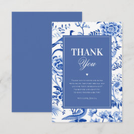 Blue Chinoiserie Vintage Bridal Shower Dankeskarte