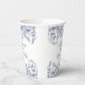 Blue Chinoiserie Vintage Floral Baby Shower Pappbecher (Links)