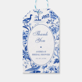 Blue Chinoiserie Vintage Thank You Bridal Shower Geschenkanhänger