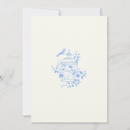 Blue Chinoiserie Vintages Brautparty Einladung (Rückseite)