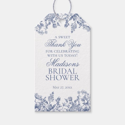 Blue Chinoiserie Vintages Brautparty Geschenkanhänger (Vorderseite)