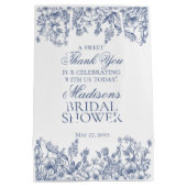 Blue Chinoiserie Vintages Brautparty Mittlere Geschenktüte (Rückseite)