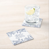 Blue Chinoiserie Vintages Brautparty Rechteckiger Pappuntersetzer (Vor Ort)