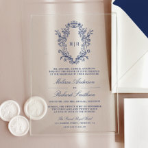 Blue Chinoiserie Wappen Monogram Wedding
