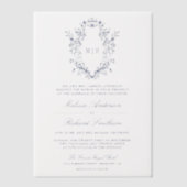 Blue Chinoiserie Wappen Monogram Wedding Pergament Einladungen (Vorderseite)