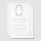 Blue Chinoiserie Wappen Monogram Wedding Pergament Einladungen (Versetzt)