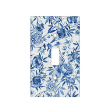 Blue Chinoiserie Watercolor Floral Botanical