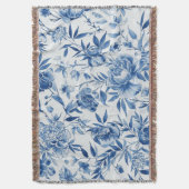 Blue Chinoiserie Watercolor Floral Botanical Decke (Vorderseite Vertikal)