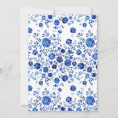 Blue Chinoiserie watercolor Floral Save the Date (Rückseite)