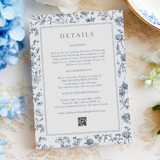 Blue Chinoiserie Wedding Details Begleitkarte