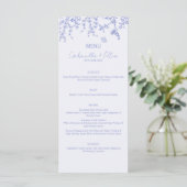Blue Chinoiserie Wedding Menu Menükarte (Stehend Vorderseite)