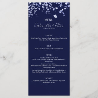 Blue Chinoiserie Wedding Menu Menükarte