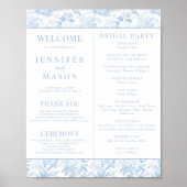 Blue Chinoiserie Wedding Program Sofortdownload Poster (Vorne)