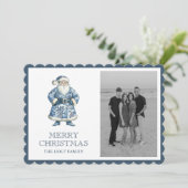 Blue Chinoiserie Weihnachten Weihnachten Foto (Stehend Vorderseite)