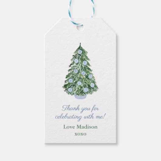 Blue Chinoiserie Weihnachts-Brautparty Gefallen Ta Geschenkanhänger (Vorderseite)