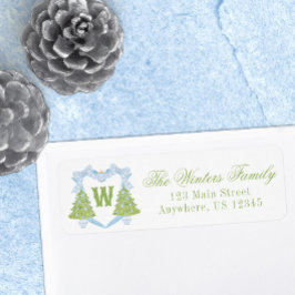 Blue Chinoiserie Weihnachtsbaum Monogram Wappen