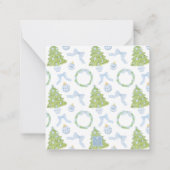Blue Chinoiserie Weihnachtsbaum Monogram Wappen Mitteilungskarte (Rückseite)