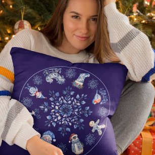 Blue Chinoiserie Weihnachtsdekor Kissen