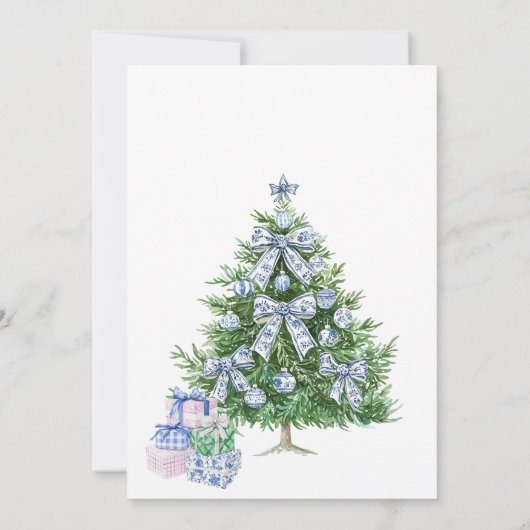 Blue Chinoiserie Weihnachtsfeiertage Party Einladung (Rückseite)