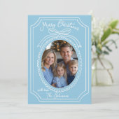 Blue Chinoiserie Weihnachtskarte Feiertagskarte (Stehend Vorderseite)