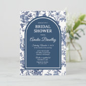Blue Chinoserie Einladung Brautparty (Stehend Vorderseite)