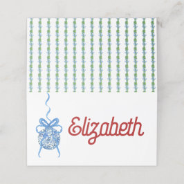 Blue Chinoserie Ornament Faltende Platzkarte