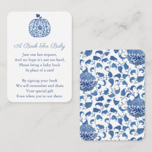 Blue Chinoserie Pumpkin Buchen für Babydusche Begleitkarte
