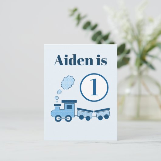 Blue Choo Choo Train Postkarte (Stehend Vorderseite)