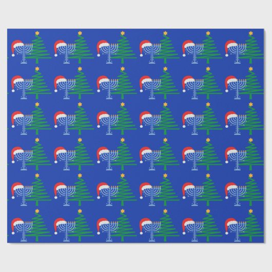 Blue Chrismukkah Wrapping Paper Roll Geschenkpapier (Flach)