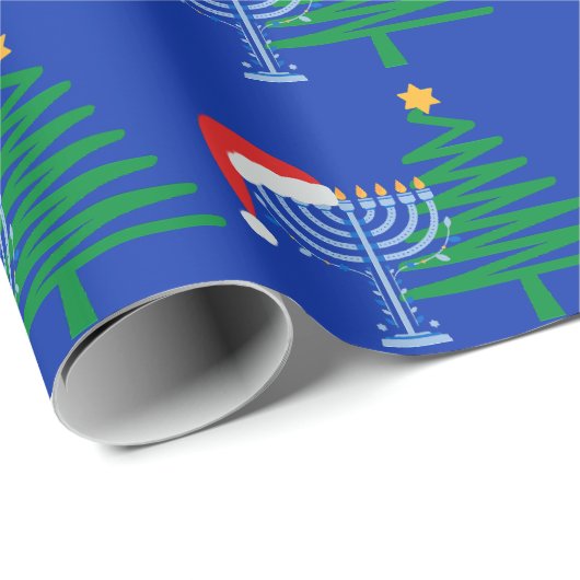 Blue Chrismukkah Wrapping Paper Roll Geschenkpapier (Rolleneckpunkt)