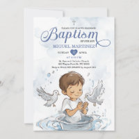 Blue Christening Dove Niedlicher Junge Gebet Taufe