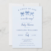 Blue Christlich Coquette Baby Boy Kind Gottes Einladung (Vorderseite)