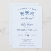 Blue Christlich Coquette Baby Boy Kind Gottes Einladung (Vorne/Hinten)