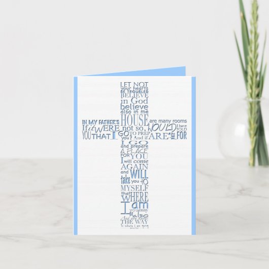 Blue Christlich Cross John 14 Beileid Vielen Dank Dankeskarte (Vorderseite)